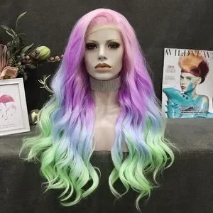 Hair | 24 Rainbow Unicorn Body Wavy Lace Front Wig | Poshmark display picture 3